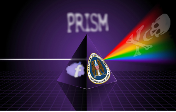 NSA 휘장과 PRISM 프로그램의 폐해를 은유한 이미지