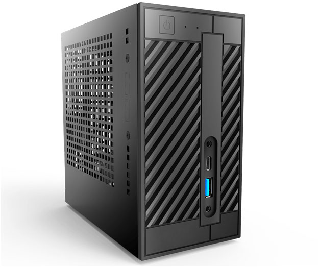 DeskMini케이스:ASRock사는 mSTX 방식 제품 활성화를 위해서 전용케이스까지 만들어 판매하고 있습니다. 15cm x 15cm 크기의 케이스는 작고 가벼워 모니터 뒷부분에 장착해 사용하기에 적당한 제품입니다.