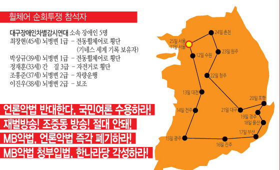 중증장애인들의 전국순회투쟁