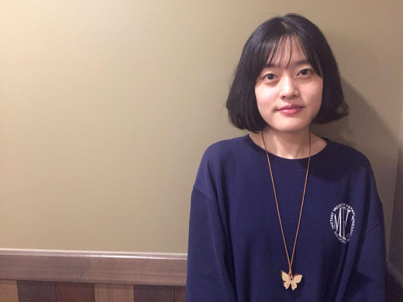 김유진 대학생 세월호참사 기억비 건립 프로젝트 운영팀장이 29일 오전 민중의소리와 만나 인터뷰 하는 모습
