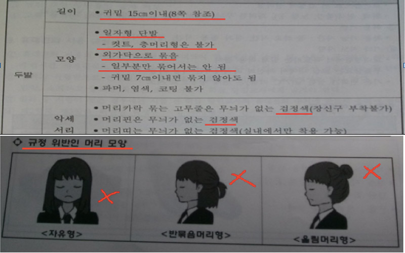 부산 D고등학교의 두발 규제 관련 학칙