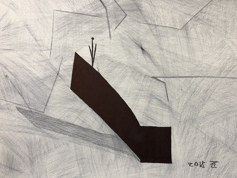 김준호_〈없는 굽의 화분〉_종이에 잉크 펜_26×36cm_2018(김준호 작가의 작품)