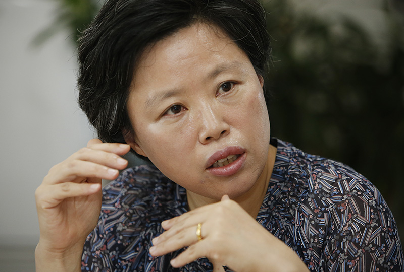 최은영 한국도시연구소 소장이 7일 서울 종로구 한국도시연구소에서 민중의소리와 인터뷰를 하고 있다.