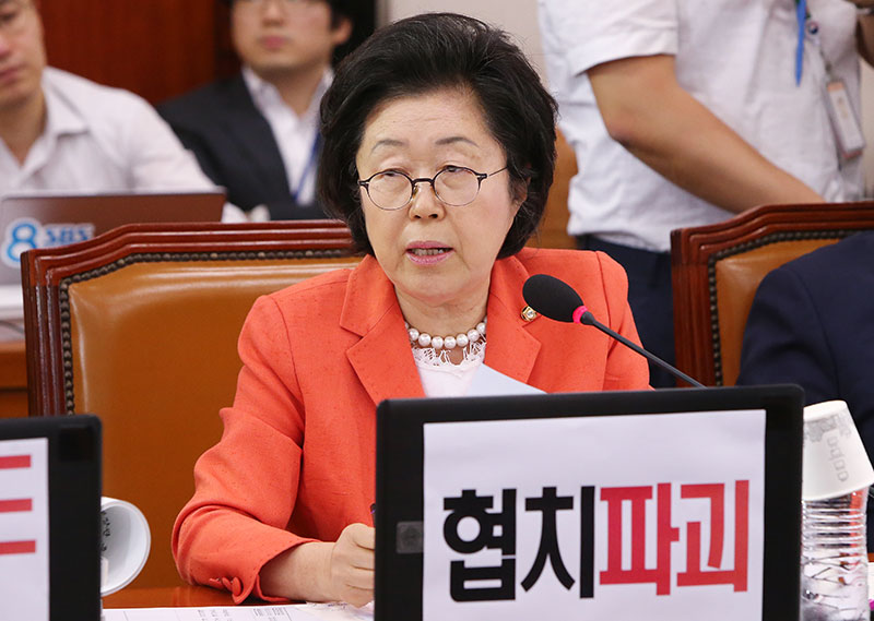 (자료사진)자유한국당 이은재 의원이 14일 오후 국회에서 열린 도종환 문화체육관광부 장관 후보자 인사청문회에서 질의하고 있다.