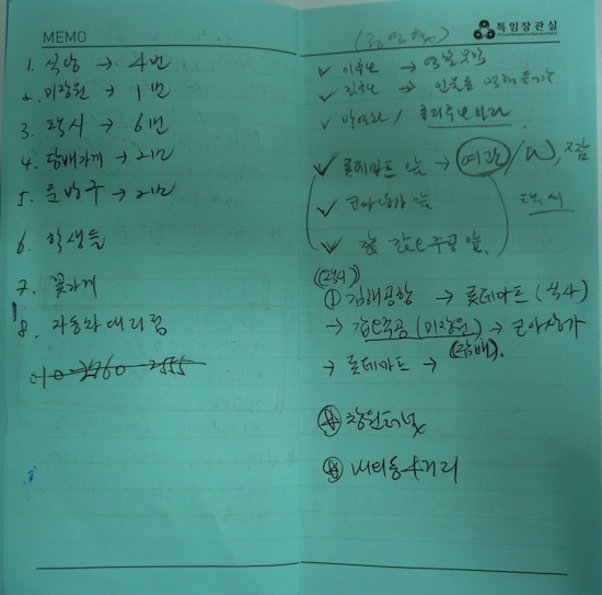 이재오 특임장관실 수첩