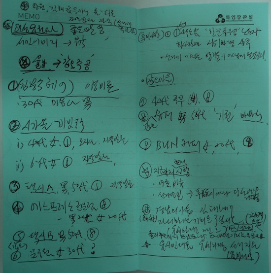 이재오 특임장관실 수첩