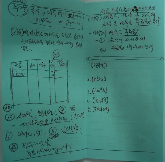 이재오 특임장관실 수첩