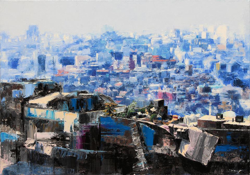서울의 평범한 날의 장면, Oil on canvas 45×60cm 2017