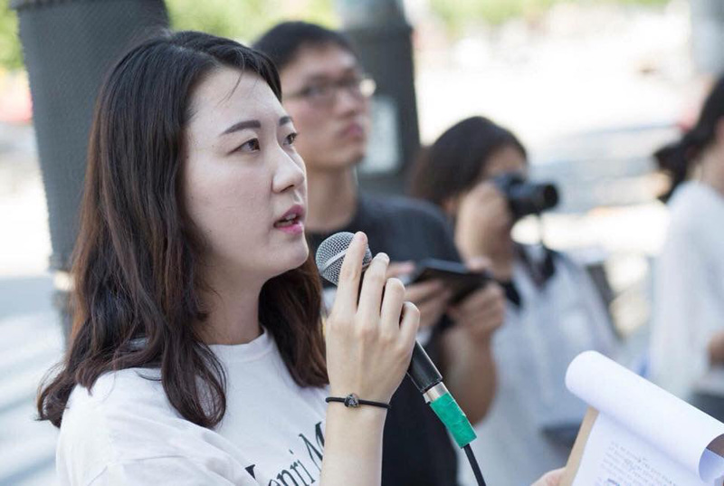 금천에 위치한 한 요양병원에서 복직 운동을 벌이고 있는 우시은 작업치료사