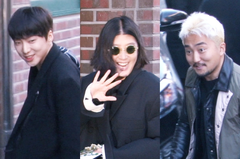 3일 오후 경기도 안양시 서울중앙교회에서 열린 빅뱅 태양과 배우 민효린의 결혼식에 참석하는 지인들 (강승윤, 홍진경, 유병재) (영상캡쳐)