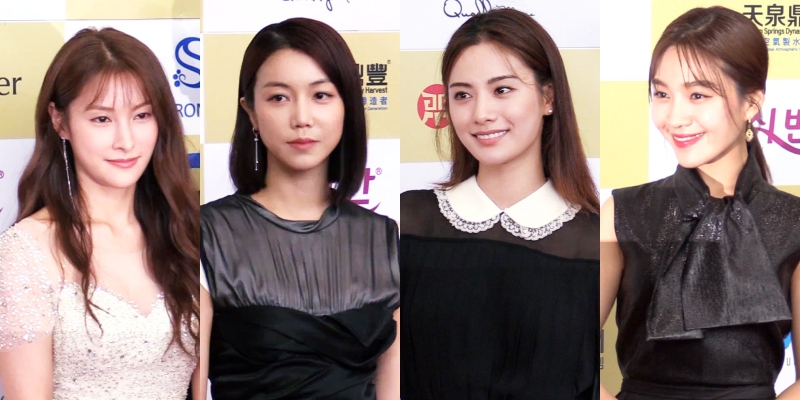 박규리(왼쪽부터), 김옥빈, 나나, 최희서가 18일 오후 서울 코엑스 오디토리움에서 열린 제23회 춘사영화제 시상식에 참석하며 포토월에서 포즈를 취하고 있다.(영상캡쳐)