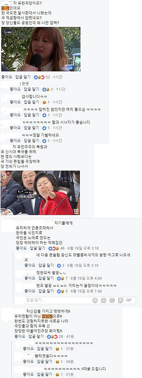 자유한국당 5행시 댓글