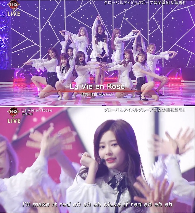 FNS 가요제서 라비앙로즈 선보이는 아이즈원