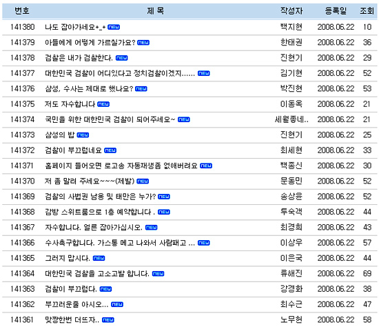 대검찰청에 '자수합니다' 폭주