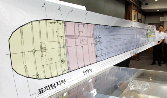 군 당국에서 6월29일 공개한 CHT-02D 어뢰 전체설계도