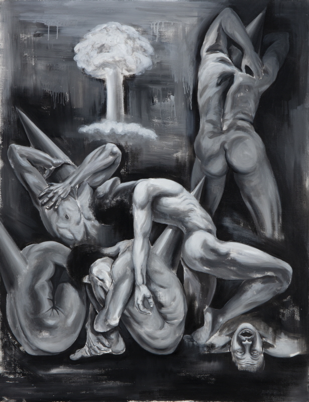 스펙터클 세계, 다시 밤으로부터의 전언_ 캔버스에 아크릴채색, 콘테_145.5×112.1cm_2018