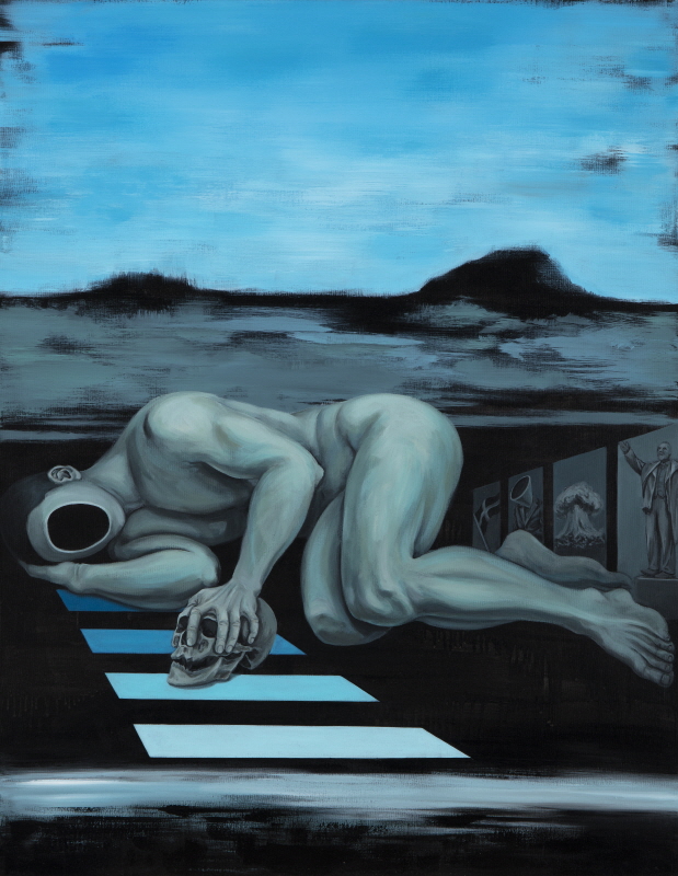 인간, 어둠 속으로의 후퇴, 캔버스에 아크릴, 116.8×91cm, 2018