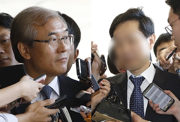 양승태 대법원 시절 재판거래 혐의를 받는 이민걸 전 법원행정처 기획조정실장(현재 서울고법 부장판사)과 김현석 현 대법원 수석재판연구관이 12일 오전 검찰에 출석했다.