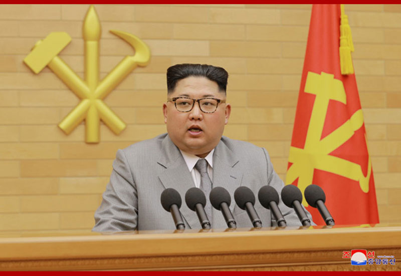 신년사 발표하는 김정은 북한 노동당 위원장