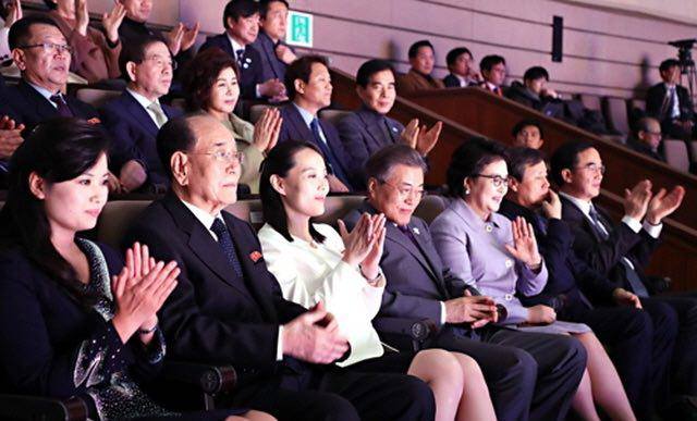 북 예술단 공연 관람하는 박원순 서울시장