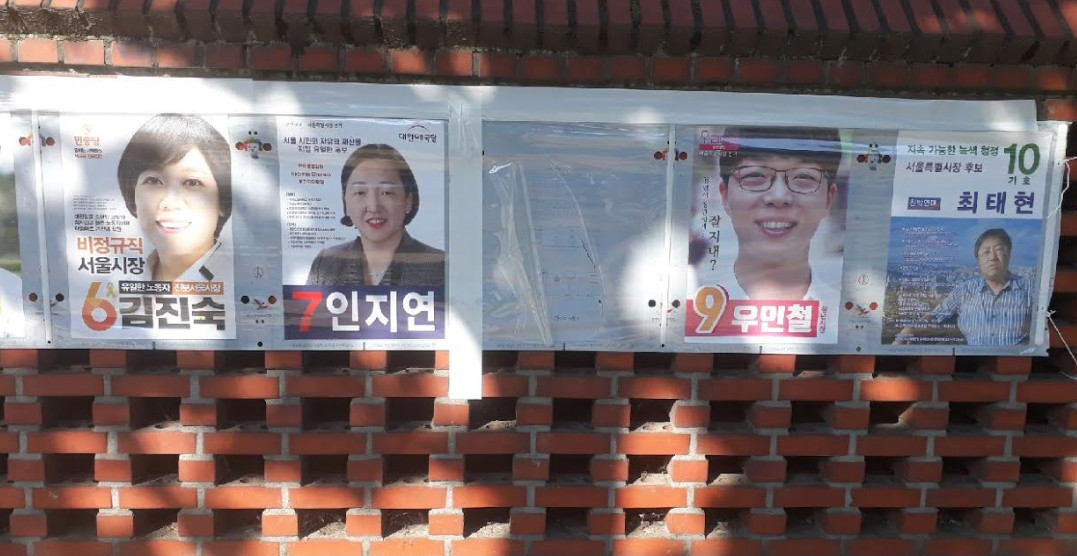 훼손된 신지예 후보 벽보