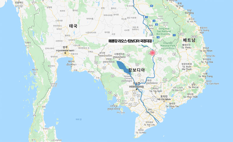 라오스-캄보디아 국경의 메콩강