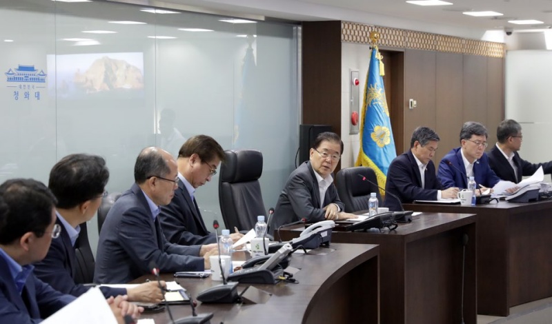 정의용 청와대 국가안보실장 주재로 열린 국가안전보장회의(NSC)