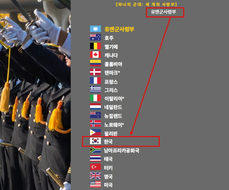 주한미군사령부는 11일, 발간한 ‘주한미군 2019 전략 다이제스트’라는 제목의 공식 문서에서 “유엔사는 한국 등 19개 국가로 구성된다”면서 관련 각국의 국기와 함께 명단이 담긴 조직표를 공개했다.