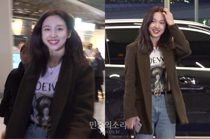그룹 트와이스 나연이 16일 오후 인천국제공항을 통해 출국하고 있다.(Vstar 영상캡쳐)