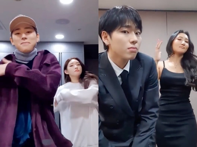 청하와 마마무 화사, 지코의 릴레이 댄스 영상 갈무리.