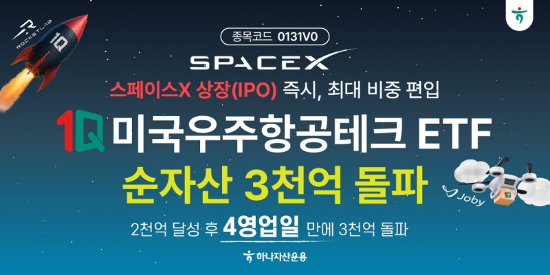 하나자산운용, 1Q 미국우주항공테크 순자산 3천억원 돌파