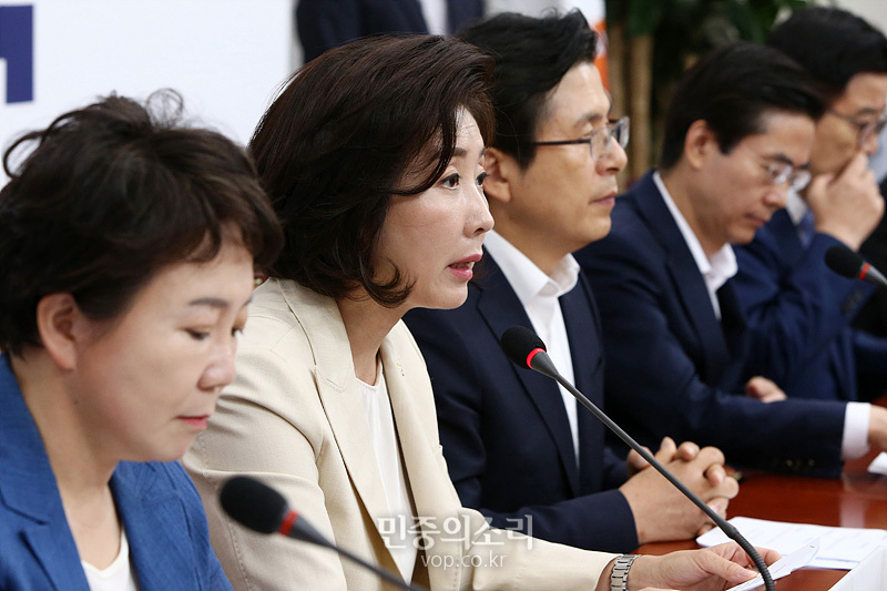 자유한국당 나경원 원내대표가 11일 국회 당 회의실에서 열린 최고위원회의에서 모두발언하고 있다. 2019.07.11