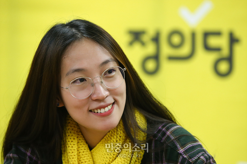 4.15 총선을 대비해 정의당에 영입된 후 비례대표 경선에 출마한 장혜영 미래정치특별위원회 위원장이 28일 서울 여의도 중앙당사에서 민중의소리와 인터뷰를 하고 있다. 2020.01.28