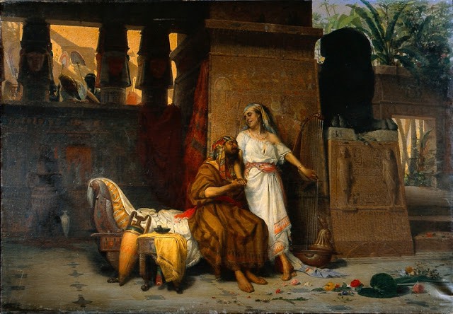 지오바니 무찌올리(Giovanni Muzzioli,1854–1894)가 그린 파라오 궁정의 아브라함과 사라, c. 1875, Oil on canvas ,167 x 115.5