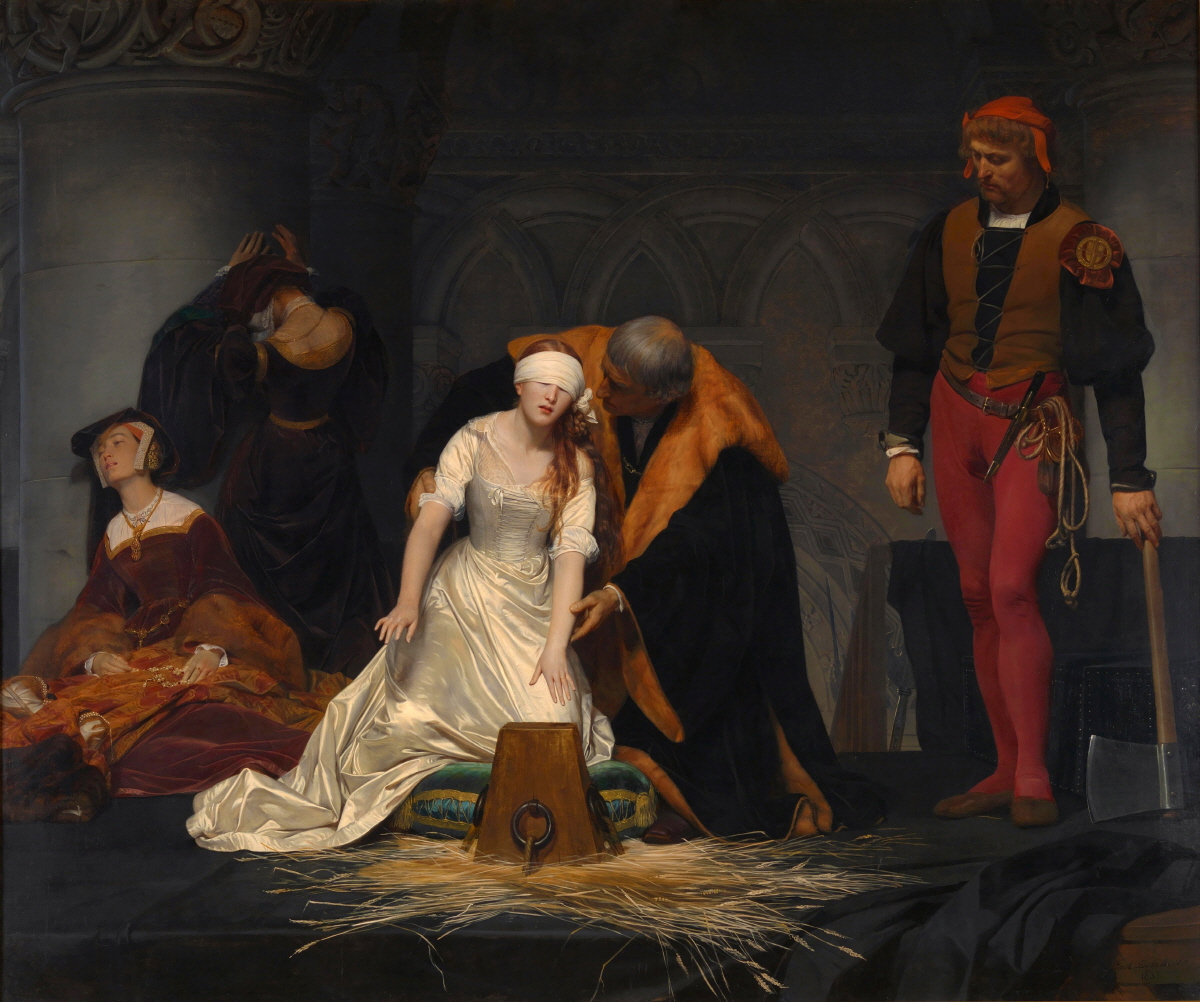1554년 런던 탑에서의 제인 그레이 처형 Paul Delaroche The execution of Lady Jane Grey in the Tower of London in the year 1554 1833 onc 246x297