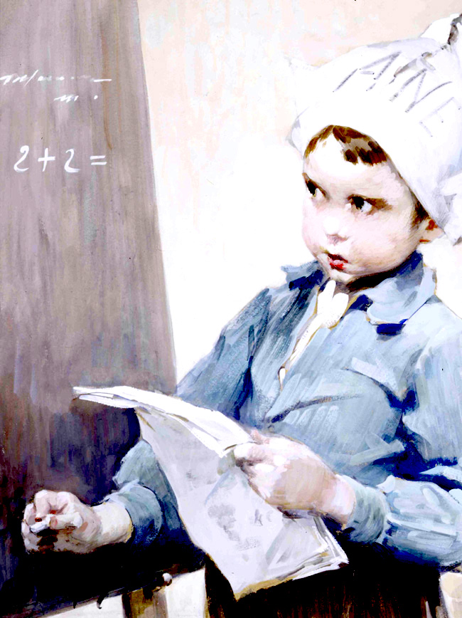 Henry Jules Jean Geoffroy Solving the problem 28.6x24.1 pastel on papaer