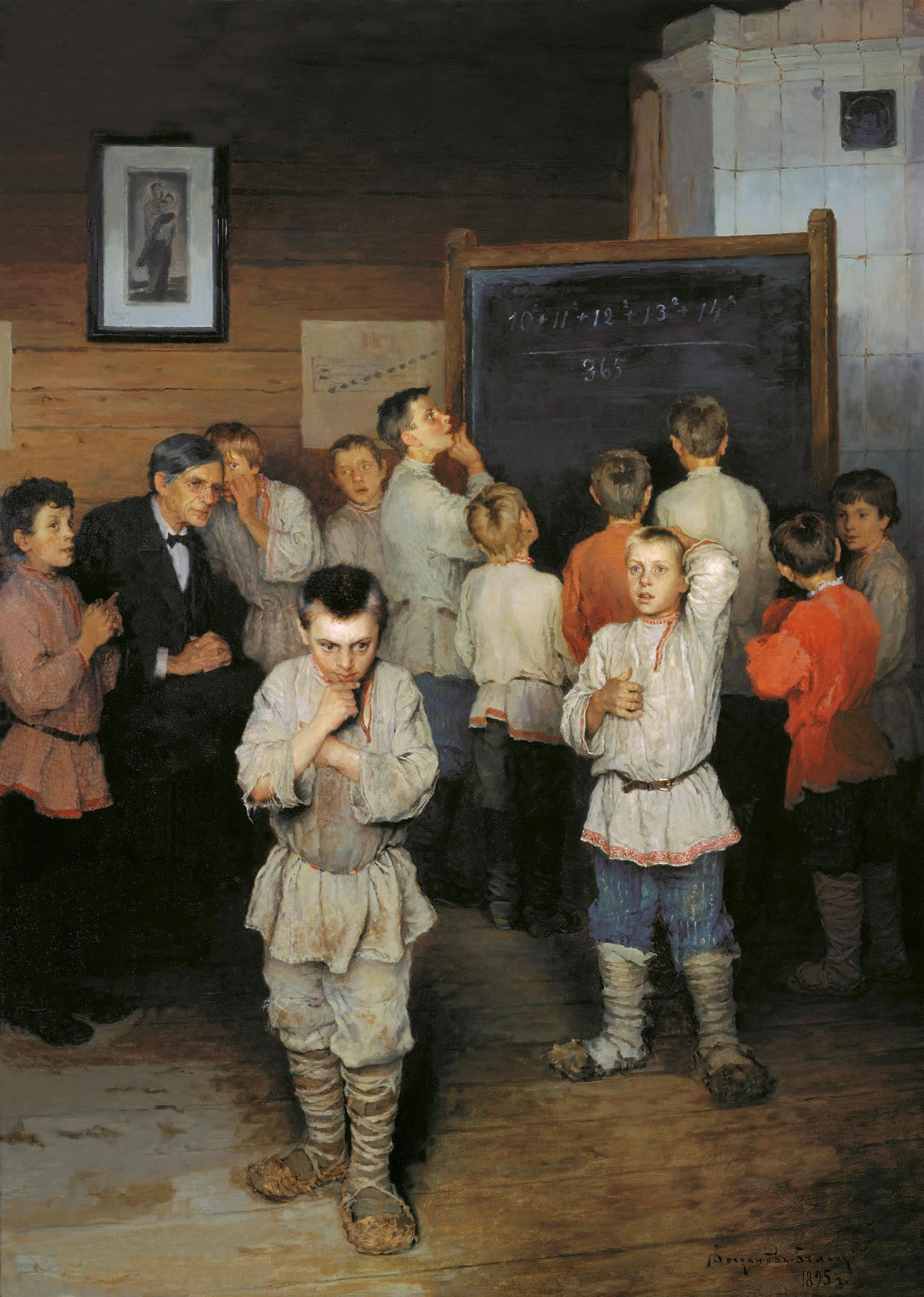 암산, 공립 라친스키 학교에서 Nikolay Petrovich Bogdanov-Belsky Mental Calculation. In Public School of S. A. Rachinsky 1895 onc 107.4x79