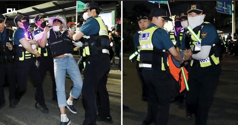 평화로운 야간문화제 강제 해산한 경찰, “위법한 공권력 남용” 비판 직면