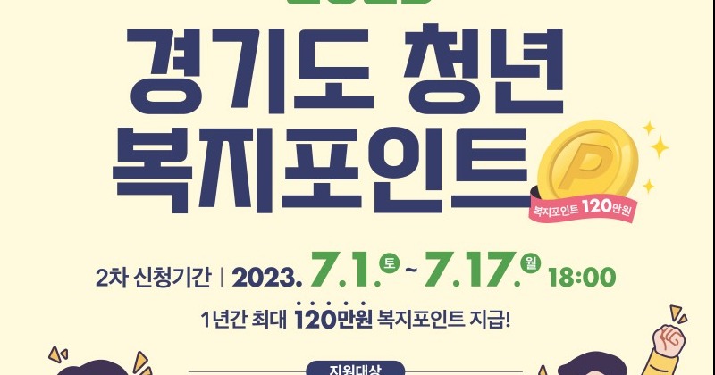 경기도, ‘청년 복지포인트’ 2차 참여자 1만 1천 명 모집··· 연간 120만 원