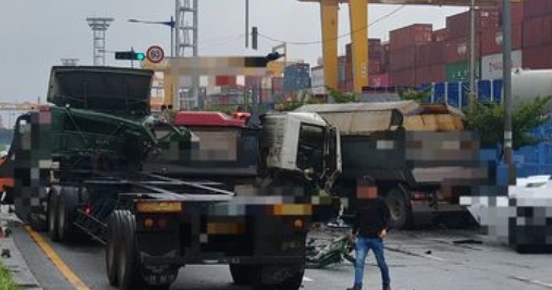 부산 강서구 트럭·승용차·덤프트럭 등 5중 충돌…8명 사상