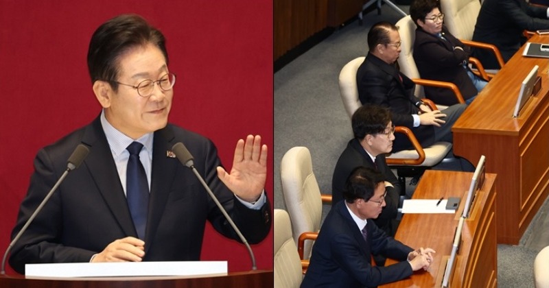 "국민소환제 도입하자" 이재명에 야유한 국힘...연설 중 고성, 삿대질도