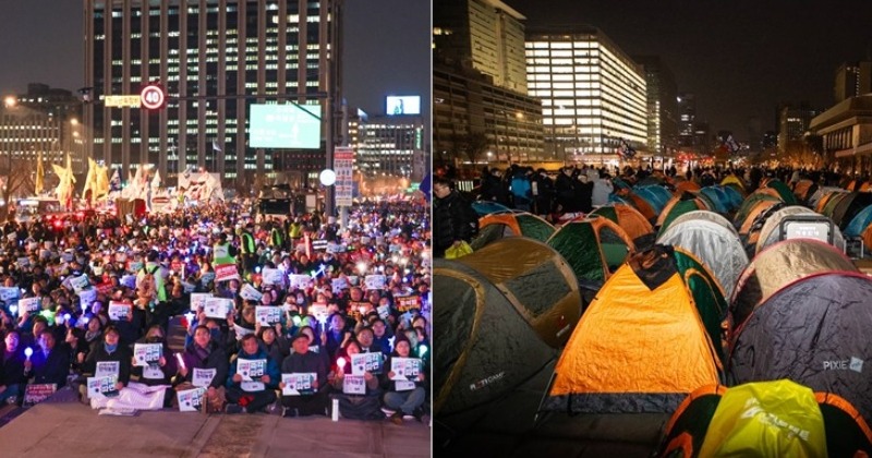 이웃사촌 된 노동자·국회의원·대학생..."파면 촉구" 광화문은 24시간 농성 중