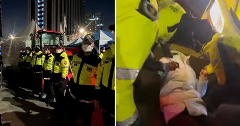 [속보] 농민 트랙터 광화문 진출, 경찰 연행…단식농성자 등 격렬 항의
