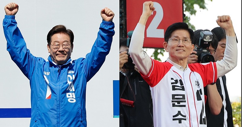 이재명 49.5%, 김문수 38.2%, 이준석 5.7% [한길리서치]
