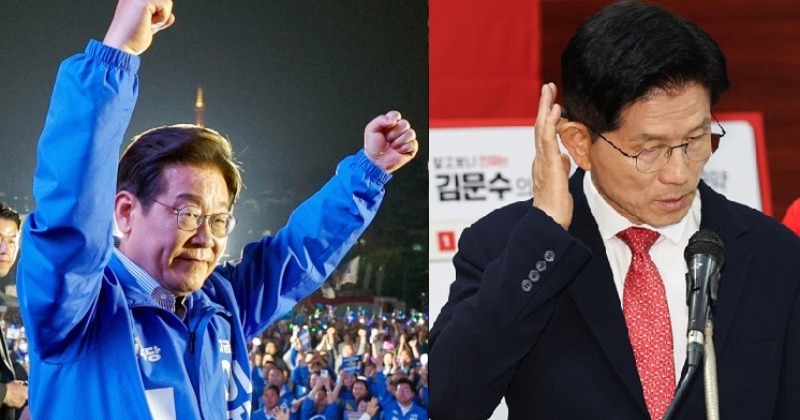 [방송3사 출구조사] 이재명 51.7% 압승 예상, 김문수 39.3%