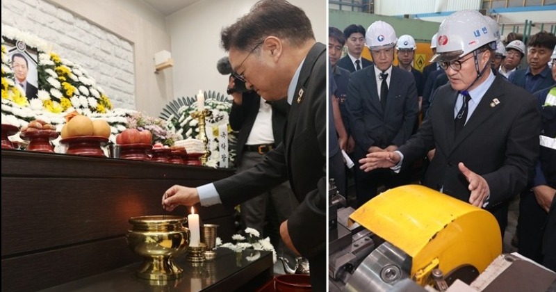 태안화력 고 김충현 빈소 찾은 우원식 “김용균 이후 약속, 반성적으로 성찰”